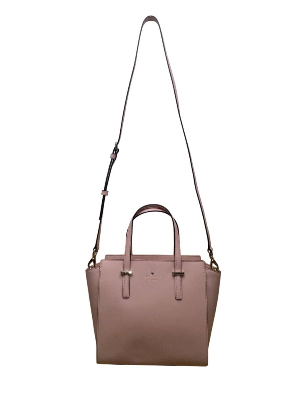Kate Spade Women’s Pink Leather Adjustable Strap Compact Crossbody Tote Bag